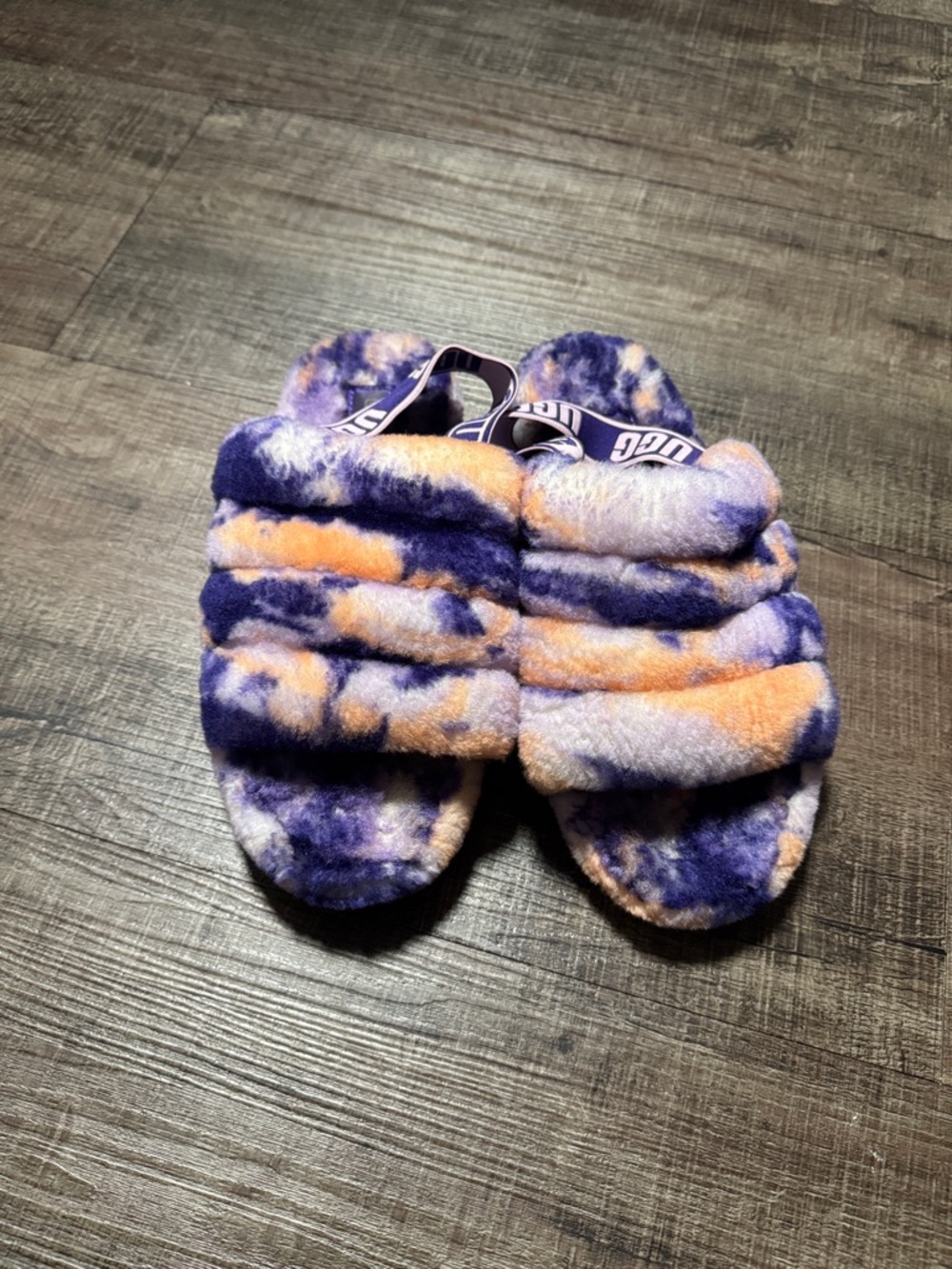 UGG Fluff Yeah Marble Slides in the "Violet Night